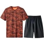 amropi Herren Jogginganzug Sommer Trainingsanzug Kurzarm T-Shirt und Kurze Hose 2 Stück Sportanzug Orange Schwarz,8XL