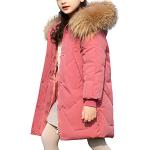 Rosa Winddichte Atmungsaktive Midi Kinderdaunenmäntel mit Reißverschluss aus Fell gepolstert für Mädchen für den für den Winter 