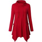 Reduzierte Rote Elegante Langärmelige Asymmetrische Asymmetrische Pullover Handwäsche für Damen Größe 3 XL Große Größen für Partys für den für den Herbst 