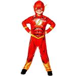 Amscan - Kinderkostüm The Flash, bedruckter Overall mit Kopfbedeckung, 100 % recycelte Materialien, Serie, DC Super Heroes, Motto-Party, Karneval