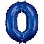 Blaue Zahl 0 Folienballons 