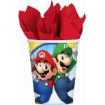 Bunte Amscan Super Mario Mario Partybecher aus Papier Einweg 8-teilig 