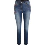 Blaue Bestickte Amy Vermont Slim Fit Jeans aus Denim für Damen Größe L 
