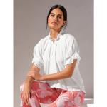 Reduzierte Weiße Unifarbene Casual 3/4-ärmelige Amy Vermont Stehkragen Festliche Blusen aus Viskose für Damen für den für den Frühling 