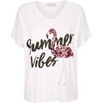 Weiße Animal-Print Kurzärmelige Amy Vermont V-Ausschnitt V-Shirts aus Kunstfaser für Damen 
