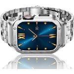 Silberner Armbanduhrenschutz poliert aus Edelstahl mit Metallarmband für Herren 1-teilig 