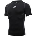AMZSPORT Herren Kompressionsshirt Kurzarm Sportshirt Schnelltrocknend Laufshirt Funktionsshirt, Schwarz XL