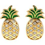Nickelfreie Silberne Ananas-Ohrringe vergoldet 18 Karat für Kinder 