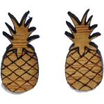 Braune Motiv Holzohrringe mit Ananas-Motiv aus Holz 