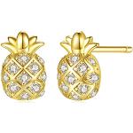Goldene Ananas-Ohrringe Vergoldete aus Gold 14 Karat für Damen zum Muttertag 