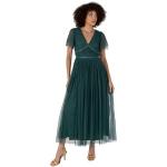 Emeraldfarbene Maxi V-Ausschnitt Brautkleider A-Linie für Damen Größe M Große Größen 