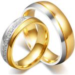 ANAZOZ Ring Edelstahl Eheringe, Schmuck Ringe Damen Größe 49 (15.6) Verlobungsring Paar Vergoldet