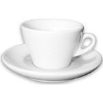 Weiße Cappuccinotassen mit Kaffee-Motiv 