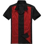 Rote Unifarbene Rockabilly Kurzärmelige Button Down Kragen Herrenkurzarmhemden aus Baumwolle Größe XL für Partys 