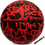 AND1 Fantom Basketball und Pumpe aus Gummi (Graffiti-Serie) – offizielle Größe 7 (74,9 cm) Streetball, hergestellt für Basketballspiele im Innen- und Außenbereich (rot)