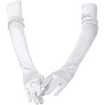 Weiße Vintage Lange Handschuhe aus Satin für Damen Einheitsgröße für Partys 