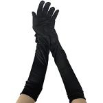 Reduzierte Schwarze Vintage Lange Handschuhe aus Satin für Damen Einheitsgröße für Partys 