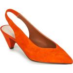 Reduzierte Orange ANDRÉ Damenpumps aus Leder Größe 37 mit Absatzhöhe 5cm bis 7cm 