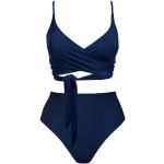 Marineblaue Anekdot Nachhaltige Bikinihosen zum Binden mit Skyline-Motiv ohne Verschluss für Damen Größe L 