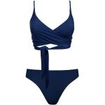 Marineblaue Anekdot Nachhaltige Bikinihosen zum Binden mit Skyline-Motiv ohne Verschluss für Damen Größe XS 
