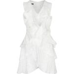 Weiße Unifarbene Ärmellose Anelia Peschev V-Ausschnitt Cocktailkleider mit Cutwork mit Reißverschluss aus Baumwollmischung für Damen Größe S 