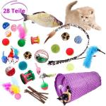 Angel's Pride Katzenangel »Katzenspielzeug Set 28 Stück Katzentunnel Bälle Federspielzeug Plüschspielzeug Spielzeugmäuse Fisch« (28 Stück)