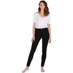 Schwarze Elegante Angels Jeans Skinny Slim Fit Jeans mit Knopf aus Leder für Damen Größe L Weite 36 