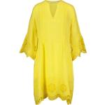 Gelbe Sommerkleider aus Leinen für Damen Größe XS für den für den Sommer 