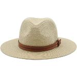 Beige Panamahüte aus Stroh 58 für Damen Größe 3 XL für den für den Sommer 