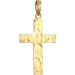 Goldene Kuzzoi Kreuzanhänger matt aus Leder handgemacht für Herren 