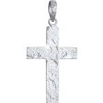 Silberne Kuzzoi Kreuzanhänger matt aus Leder handgemacht für Herren 