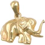 Goldene Motiv Schmuck-Krone Tieranhänger mit Elefantenmotiv glänzend aus Gold 9 Karat 