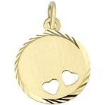 Goldene Amor Runde Kettenanhänger glänzend aus Gold 10 Karat personalisiert für Kinder 