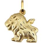 Goldene Löwe-Anhänger mit Löwen-Motiv matt aus Gold 9 Karat für Herren 