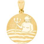 Goldene Amor Runde Wassermann-Anhänger mit Sternzeichen-Motiv aus Gelbgold für Damen 