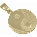 Anhänger Yin Yang - 925 Sterling Silber - teilmattiert - Gelb vergoldet