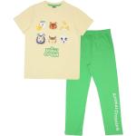 Grüne Animal Crossing Lange Kinderschlafanzüge aus Baumwolle für Mädchen Größe 134 