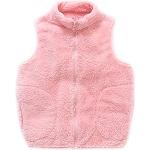 Rosa Stehkragen Kinderfleecewesten mit Reißverschluss aus Fleece für Mädchen Größe 158 für den für den Winter 