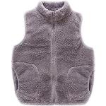 Graue Stehkragen Kinderfleecewesten mit Reißverschluss aus Fleece für Babys Größe 98 für den für den Winter 