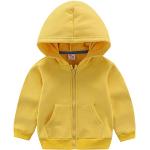 Gelbe Unifarbene Winddichte Kindersweatjacken mit Reißverschluss aus Baumwolle für Mädchen Größe 98 für den für den Winter 