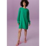 Reduzierte Smaragdgrüne Unifarbene Casual Langärmelige ANISTON Rundhals-Ausschnitt Herbstkleider mit Knopf aus Viskose für Damen Größe XL 