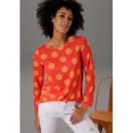 Reduzierte Orange Gepunktete Casual Langärmelige ANISTON Vokuhila-Shirts aus Jersey für Damen Größe XS 