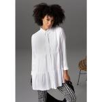 Weiße Unifarbene Casual Langärmelige ANISTON Transparente Blusen & durchsichtige Blusen durchsichtig aus Viskose für Damen Größe L 