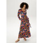Bunte Casual Langärmelige ANISTON Maxi V-Ausschnitt Sommerkleider aus Jersey für Damen 