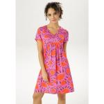 Rosa Casual Kurzärmelige ANISTON V-Ausschnitt Sommerkleider aus Viskose für Damen Größe XL für den für den Sommer 