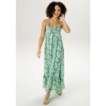 Reduzierte Grüne Bestickte Casual ANISTON V-Ausschnitt Sommerkleider mit Glitzer aus Polyester enganliegend für Damen Übergrößen für Partys für den für den Sommer 
