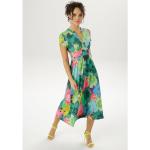 Aniston CASUAL Sommerkleid mit großflächigem, graphischem Blumendruck - NEUE KOLLEKTION, blau|bunt|gelb|grün|lila|schwarz|weiß