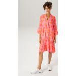 Pinke Casual ANISTON V-Ausschnitt Sommerkleider mit Volants für Damen Größe XL 