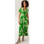 Grüne Blumenmuster Casual Kurzärmelige ANISTON V-Ausschnitt Wickelkleider mit Volants für Damen Größe XL für den für den Sommer 