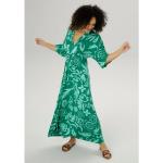 Grüne 3/4-ärmelige ANISTON Maxi V-Ausschnitt Sommerkleider aus Jersey für Damen Größe XL 